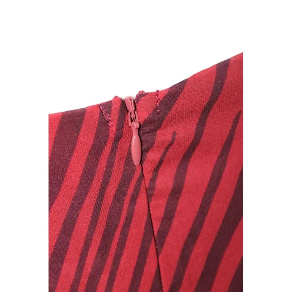 The Fifth Label Womens Zebra Print Drape Detail Lined Maxi Skirt Red Black Sz S